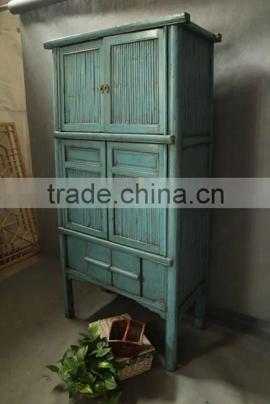 Chinese antique furniture Tall white Bamboo Cabinet