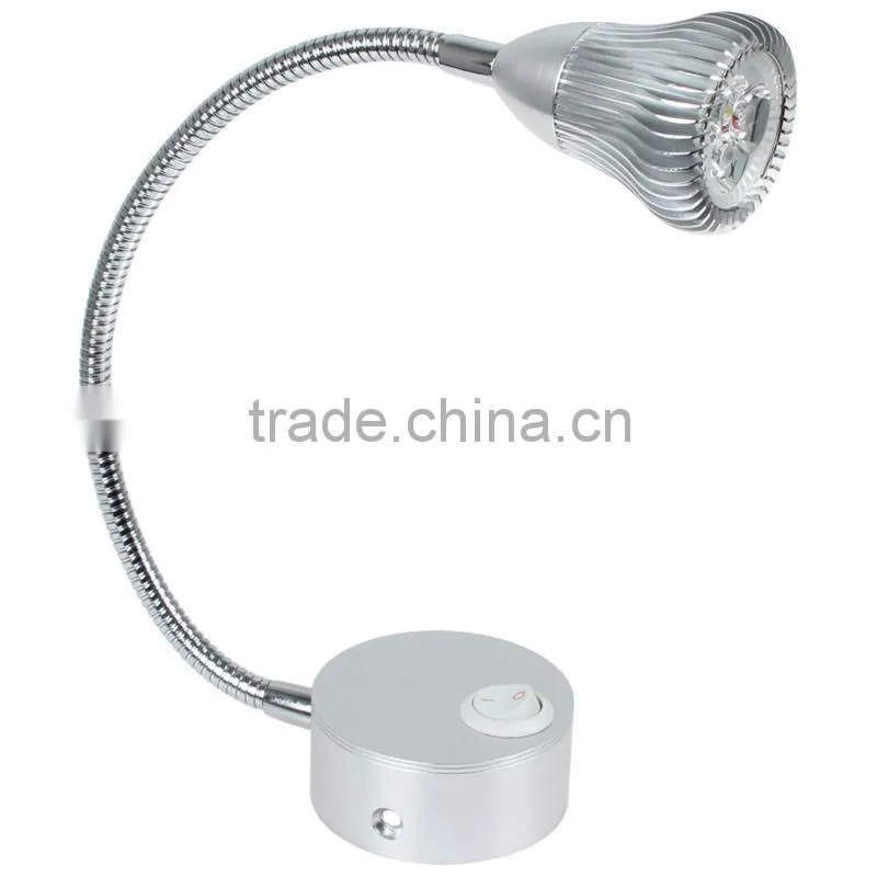 LED Wall Lamp 3W with Flexible Hose Switch Button Gooseneck hotel reading light