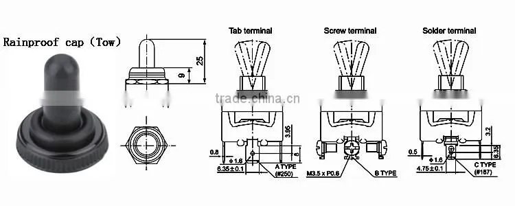 CNTD Good Products Tab Terminal Waterproof Oiltight Toggle Switch c513B