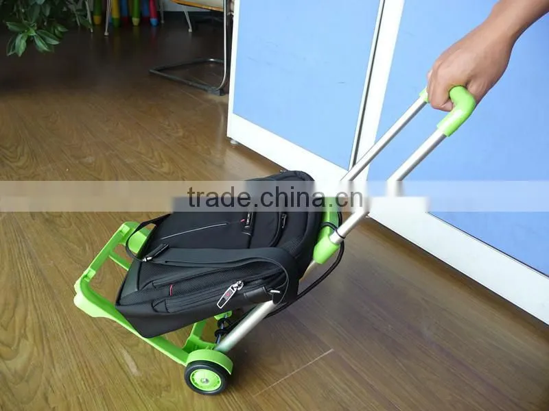 Plastic colorful cheap and portable mini folding luggage cart