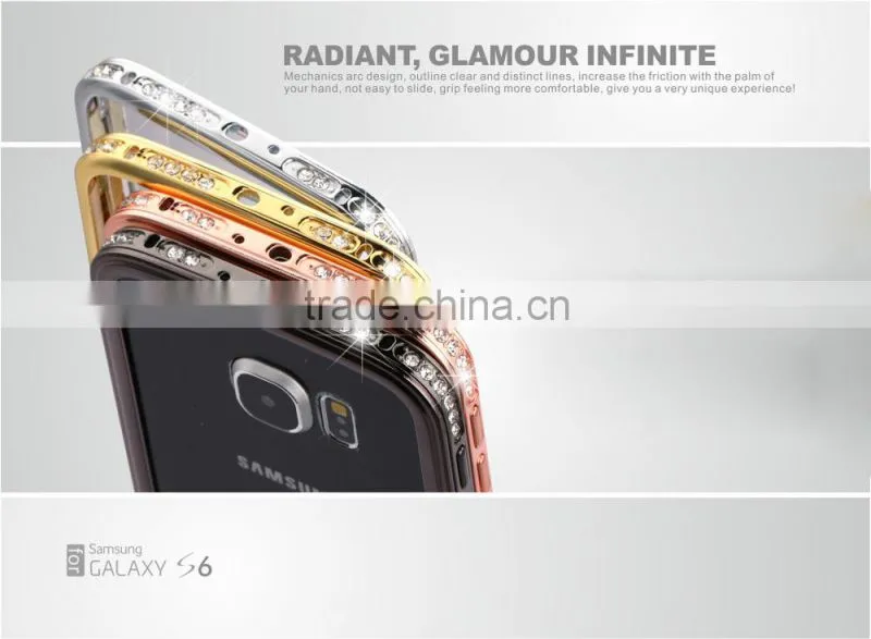 SHENGO High Quality Metal Crystal Phone Bumper Case for Samsung Galaxy S6