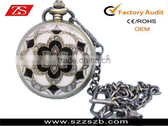 Skeleton Small Pocket Watch Chain Quartz Half Hunter Antique Look Value Quality