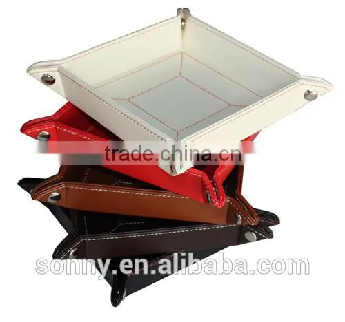 leather valet coin tray