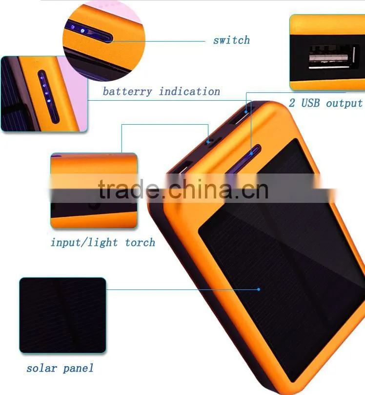 Portable universal solar charger, solar power bank, Sun power for mobile phone/iPhone/iPad