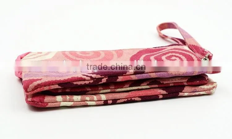 Top quality 100% cotton canvas clutch bag colorful canvas bag with 3 pockets