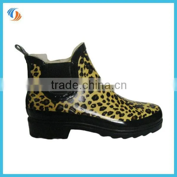 Women Printing Chelsea Boots Rubber Boots Ankle Wellies