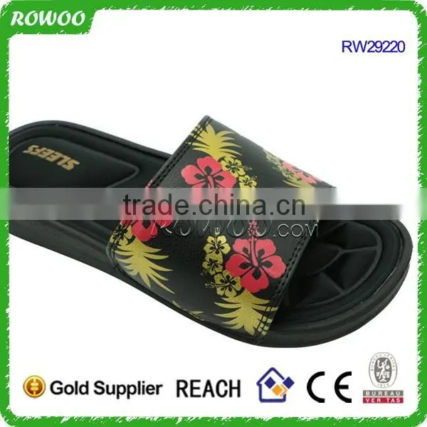 flower print upper slide slipper womam beatiful memory foam sandal slipper