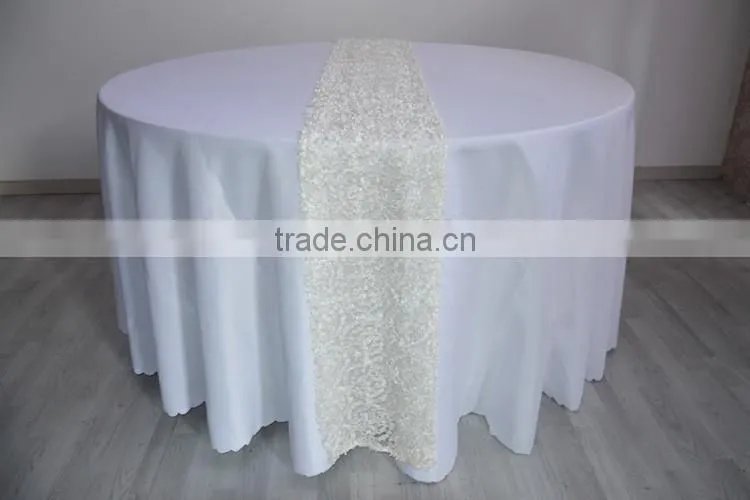 Fancy white embroidered table runner for wedding