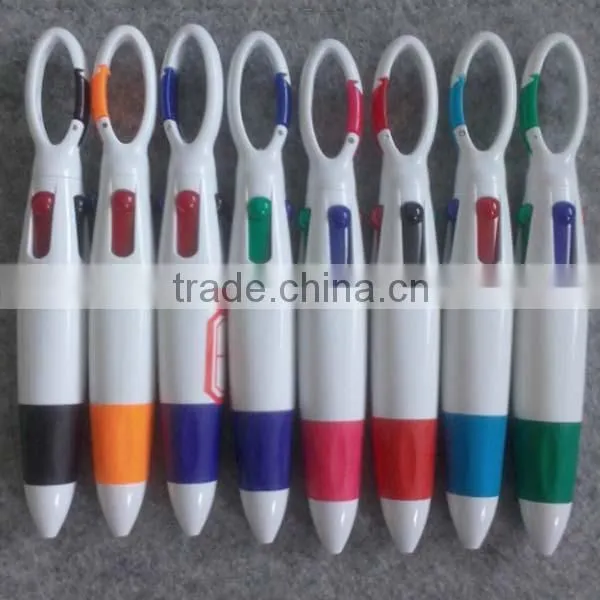 High quality novelty BIC plastic 4 color carabiner pen