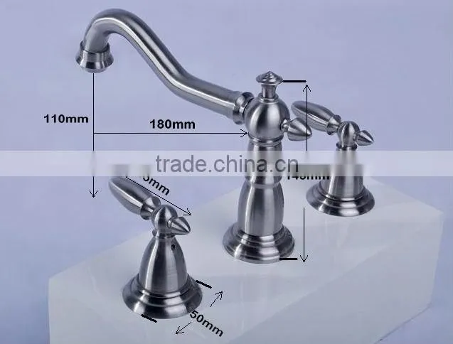 3 pcs long neck Nickel bathroom faucet QH011-22