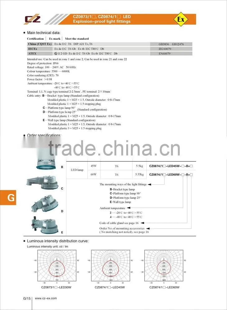 High quality Bracket type lamp 60W Explosion-proof LED light fittings