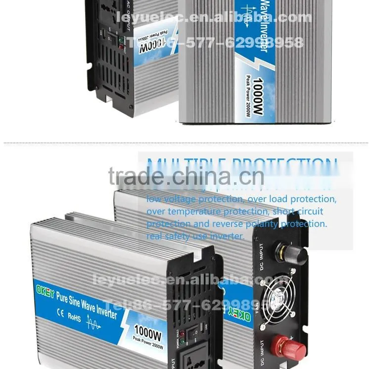 CE RoHS approved OPIP-1000w DC12v to AC 110v/220v good quality high frequency inverter sine wave used for household appliances