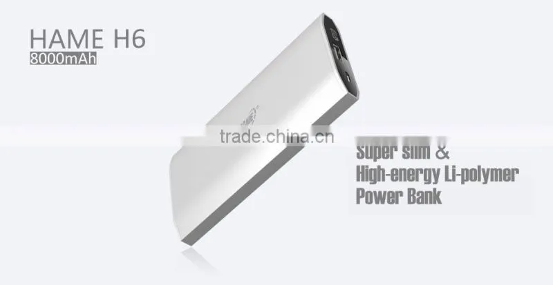 8000mAh High-end Polymer rechargeable Power bank H6