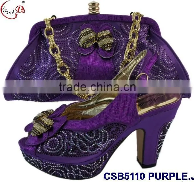 CSB5110 2016 Newest design woman hot selling shoes with matching bags crystal cluth factory price shoes whole sale price