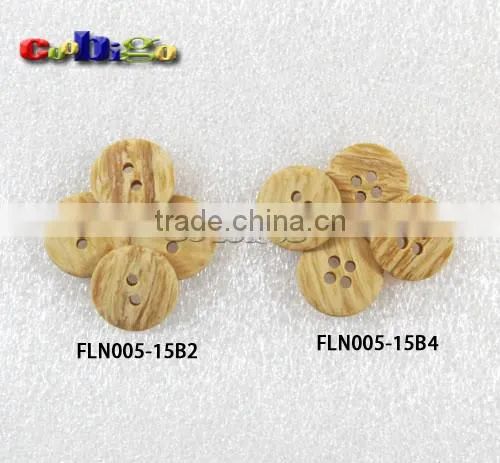 15mm(24L) Dia. Imitation Wood Grain Resin Buttons 2/4 Holes Sewing Craft Accessories For Bag Garment #FLN005-15