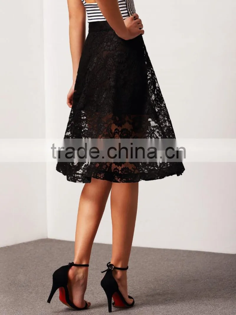 2016 china factory summer lady women lace latest long skirt design