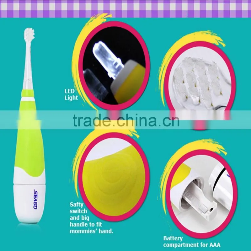 2016 trending products baby kid use sonic nano gold toothbrush with LED light