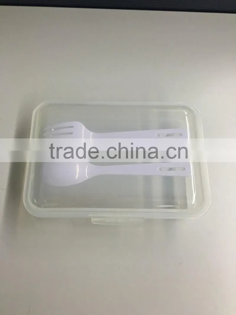 PP lunch box with spoon and fork