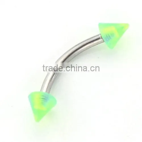 Simple Color Cool Acrylic Cone Fake Cheap Stainless Steel Eyebrow Rings Piercing Jewelry