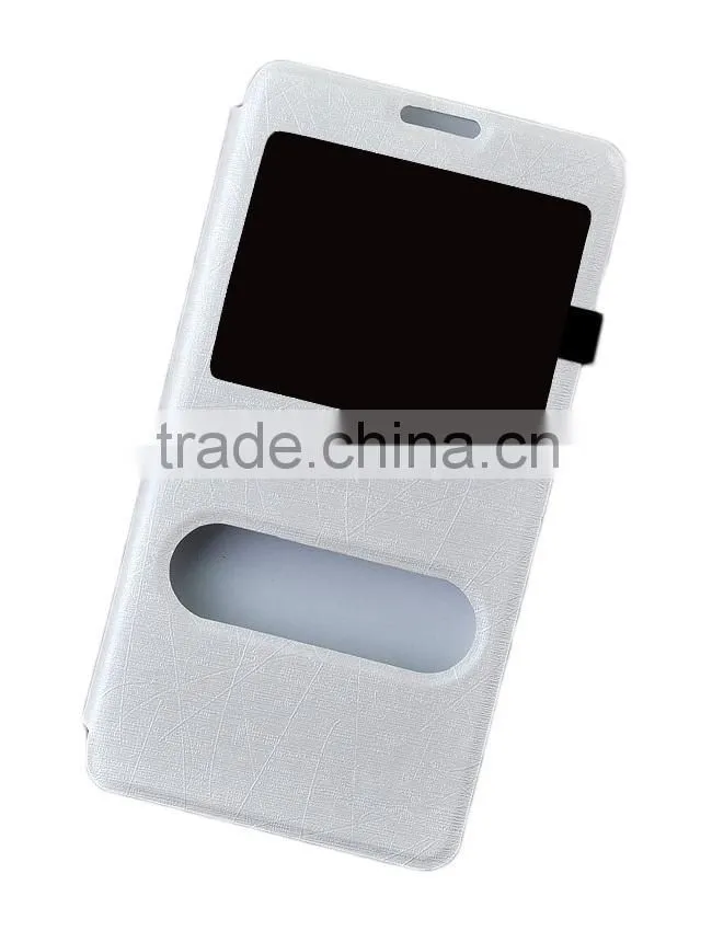 2014 new products ultra thin two windows pu leather case for samsung galaxy note 4 n9100, mobile phone note 4 case D0154
