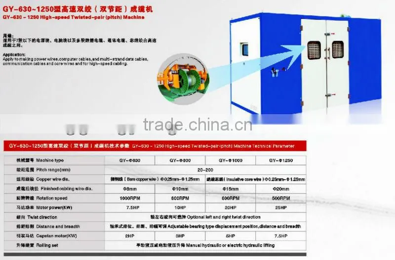 High speed twisted pair (pitch )machine for wire and cable