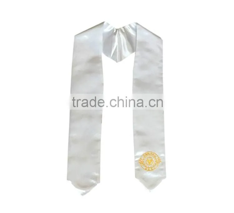 Embroidery white graduation stoles wholesale