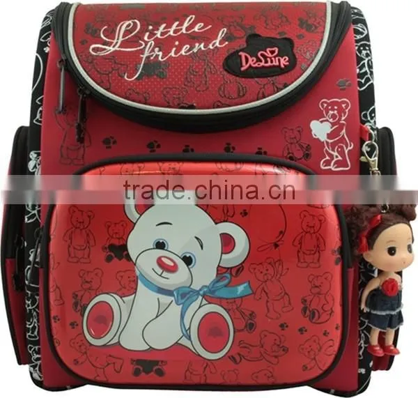 600D girls school bags for kids cartoon bear school backpack