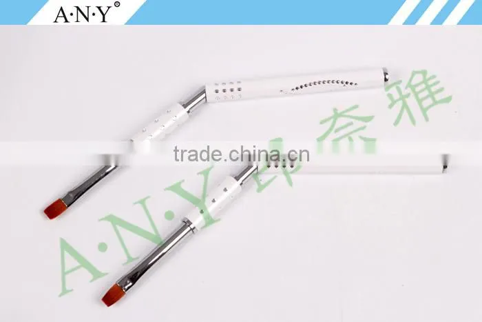 ANY 2016 New Design Acrylic Handle With Diamond Inside Oval Imported Nylon Hair Nail Art Gel Brush Pure Color Hot Sale
