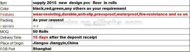 supply 2015 new design pvc floor in rolls