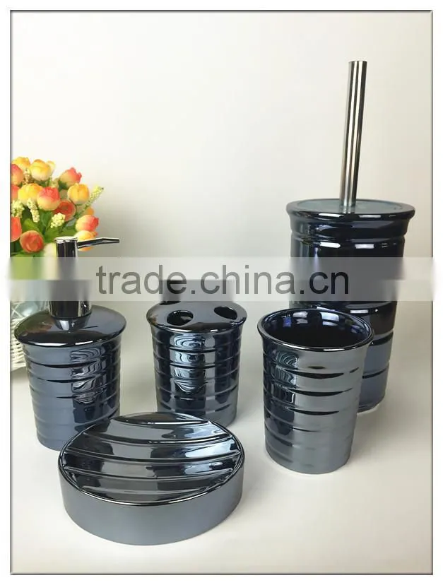 Polyresin Jewelry Blue Glaze Ceramic Bathroom set