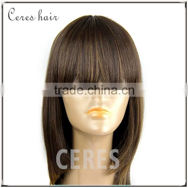 100% remy hair glueless silk top full lace wig F4/30 mixed color silk top full lace wig silky straight realistic full lace wig