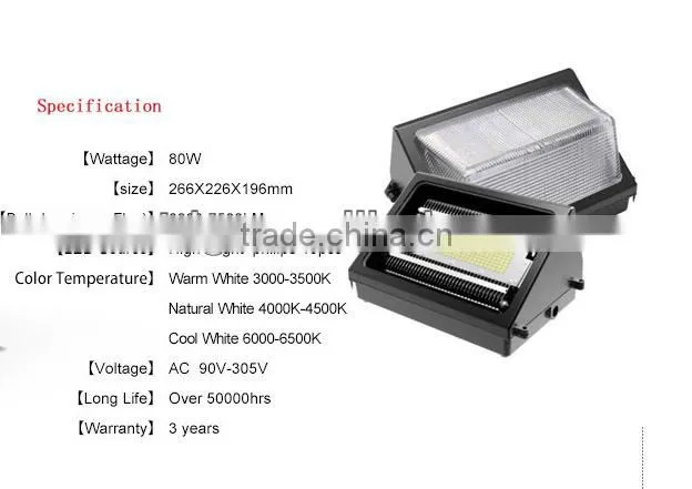 led wall pack 80W IP65 meanwell driver LED Wall light