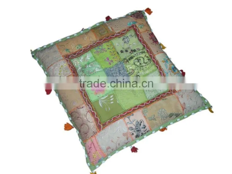 RTHPFC - 2 Flower cushion Cover Beautiful Embroidered Khambadia Work and ottomans Stylish Home Furnishing item