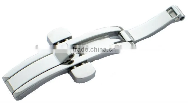 Stainless Steel butterfly clasp buckle with double press button for watch bands and bracelets for unisex watch collection
