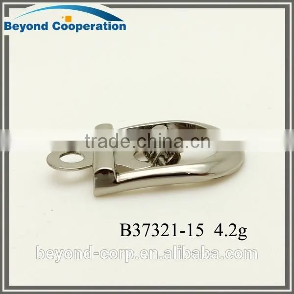 15mm shiny silver polished ajustable shoes buckle with iron clip parts
