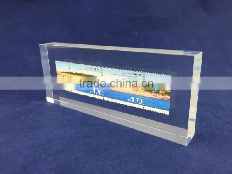 Hot sale acrylic glass block with stamp, glass block stands