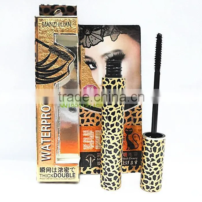 2015 Excellent Quality black color 3d Fiber Lashes Mascara Leopard Tube