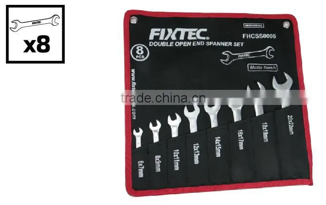 Fixtec 8PCS 6-22mm Ratchet Double Open End Spanner Set With Bag Packege