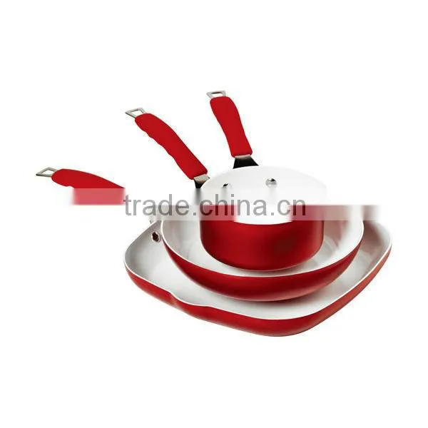 3pcs ceramic coating fry pan sauce pan skillet set XJ-12620