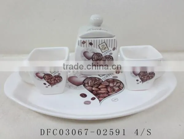 2016 Latest Ceramic Oval Shape Plate with Coffee Bean Decal