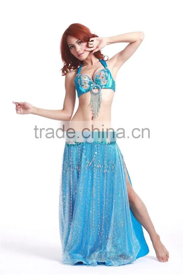 Wholesale new hot mesh with sequins belly dance skirt for ladies(QZ005)