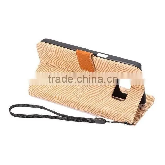 OEM zebra pattern leather smart phone case for Samsung S7