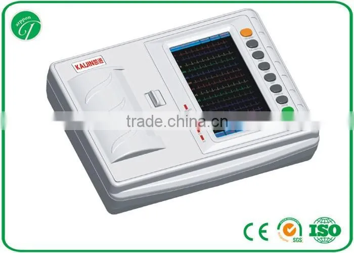 6 Channel/leads Color touch screen Digital Electrocardiograph portable ecg machine