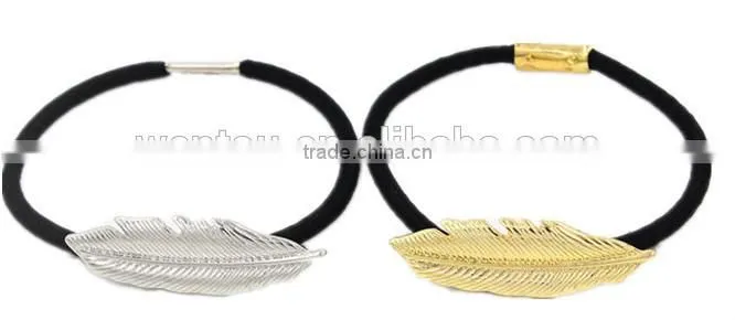 Textured Leaf Cloth Ponytail Holder