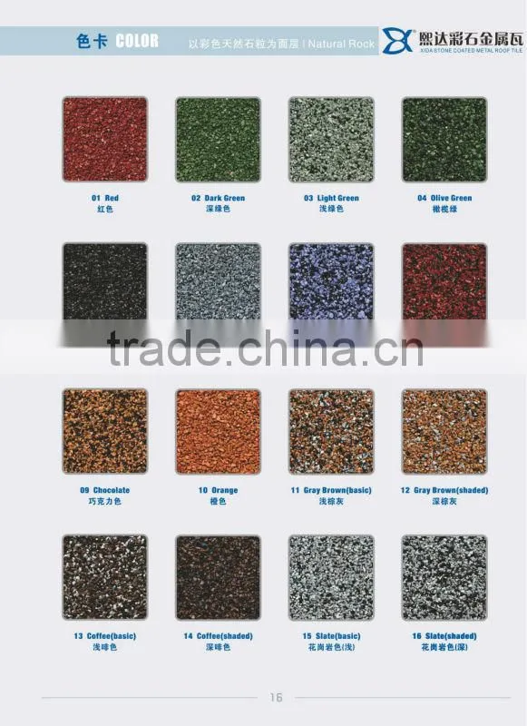 STURDY ALUMINIUM ZINC STONE COATED METAL ROOF TILE