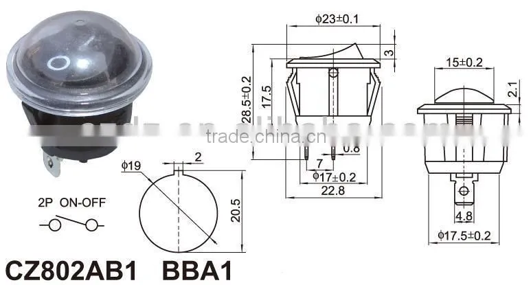 micro water proof rocker switch,Resistance high temperature Electrical Rocker Switch with protection