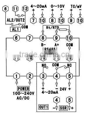 Intelligent multi output Pid controller with RS485 Modbus-RTU