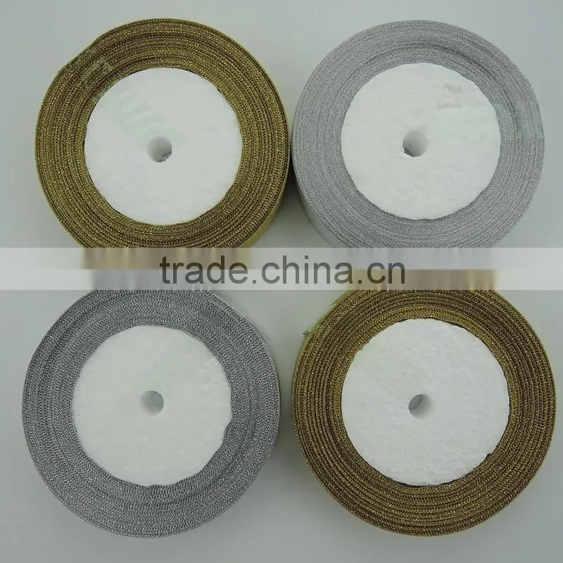 Wholeslae Decorative silver and gold metallic ribbon
