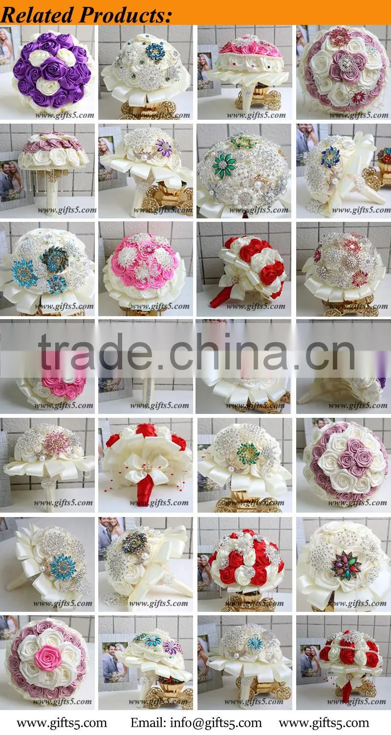 Handmade Satin Roses brooch Wedding bouquets for weddings