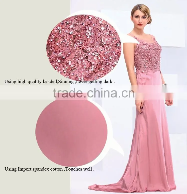sleeveless beaded embroidered back see through spandex cotton pink formal evening dresses online
